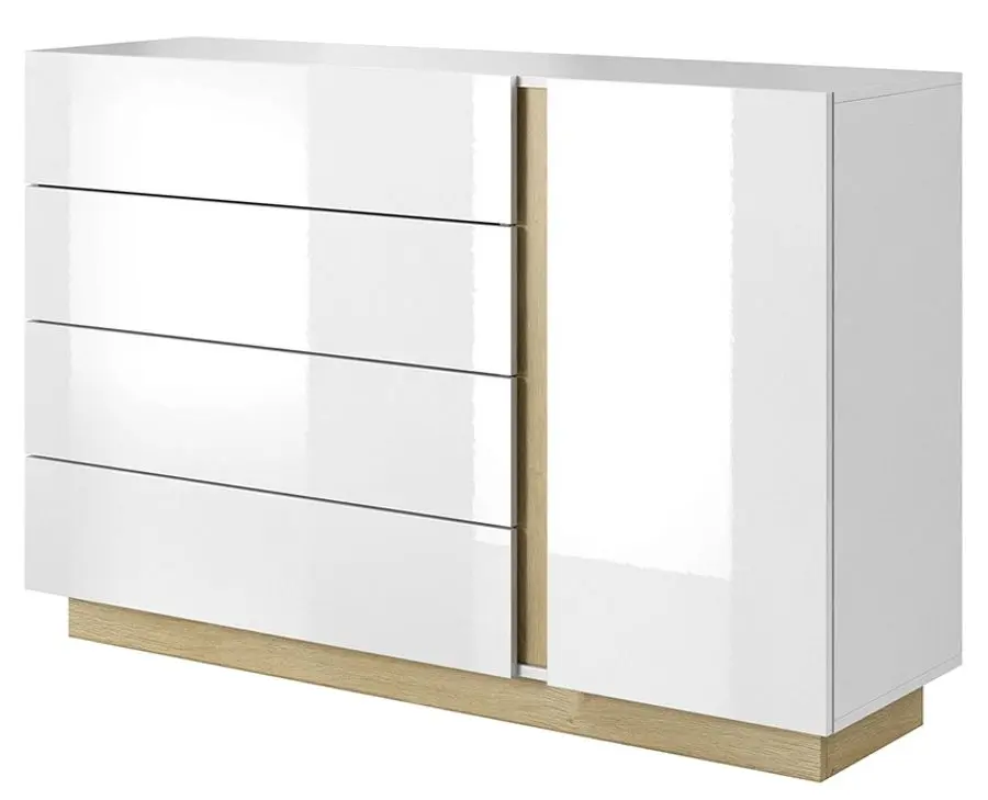 Tumba Mobhaus City D4S (White Glass/Grandson Oak)