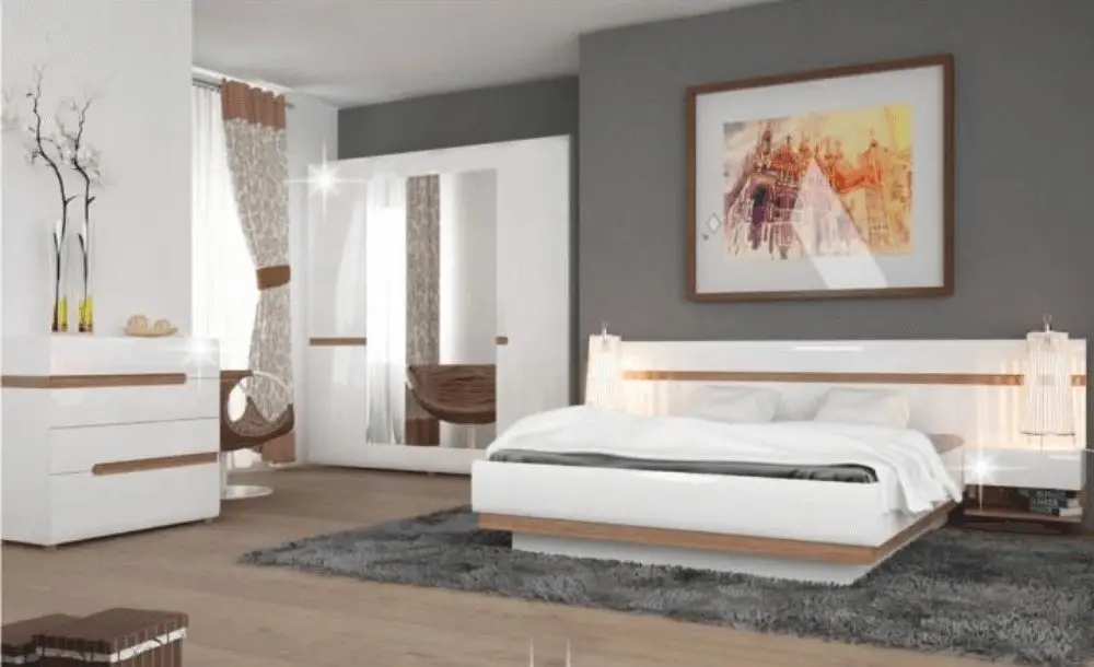 Комод Mobhaus Lynatet Typ 44 (White High Gloss/Sonoma Oak Dark)