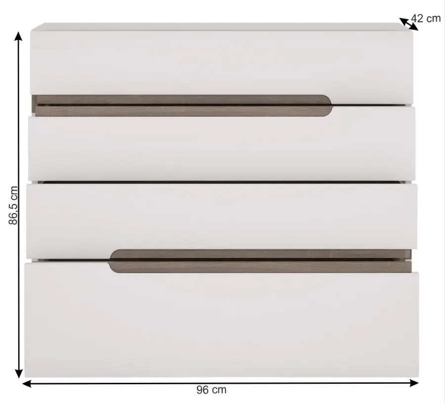 Комод Mobhaus Lynatet Typ 44 (White High Gloss/Sonoma Oak Dark)