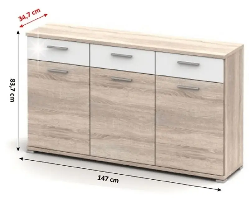 Tumba Mobhaus Rachel Typ 2 (Sonoma Oak/White Extra Gloss)