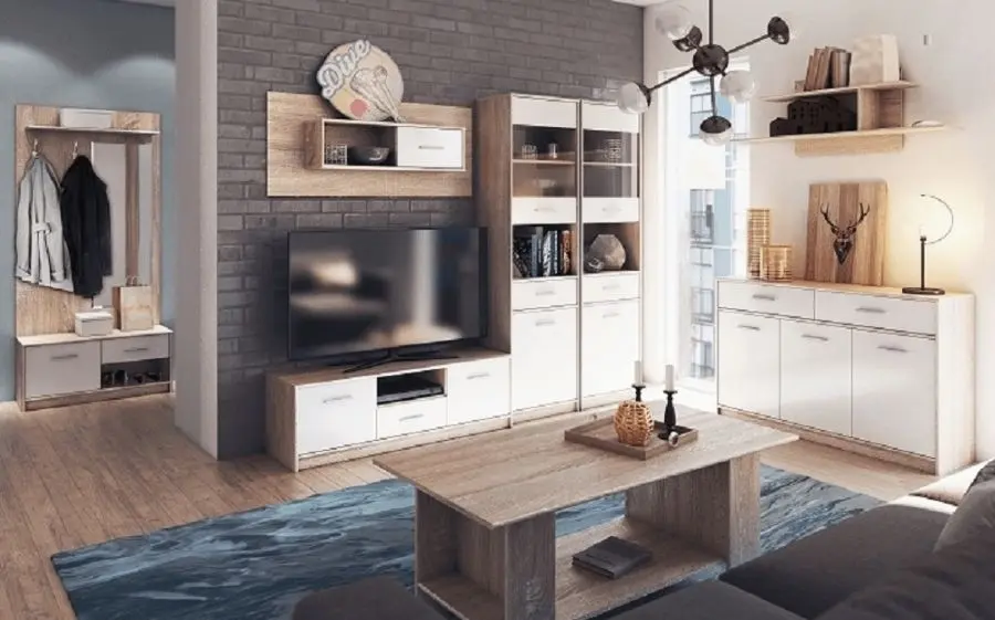 Тумба Mobhaus Teyo 2D1S (White/Sonoma Oak)