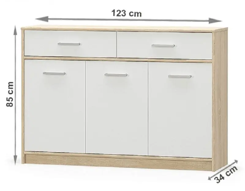 Тумба Mobhaus Teyo 3D2S (White/Sonoma Oak)