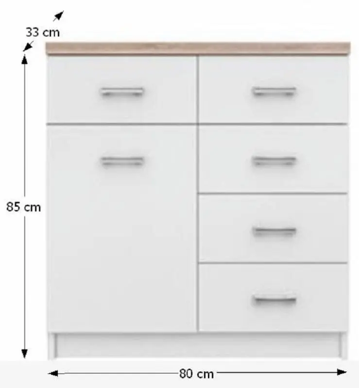 Comoda Tempo Kondela Topty Typ 12 1D4S (White/Sonoma Oak)