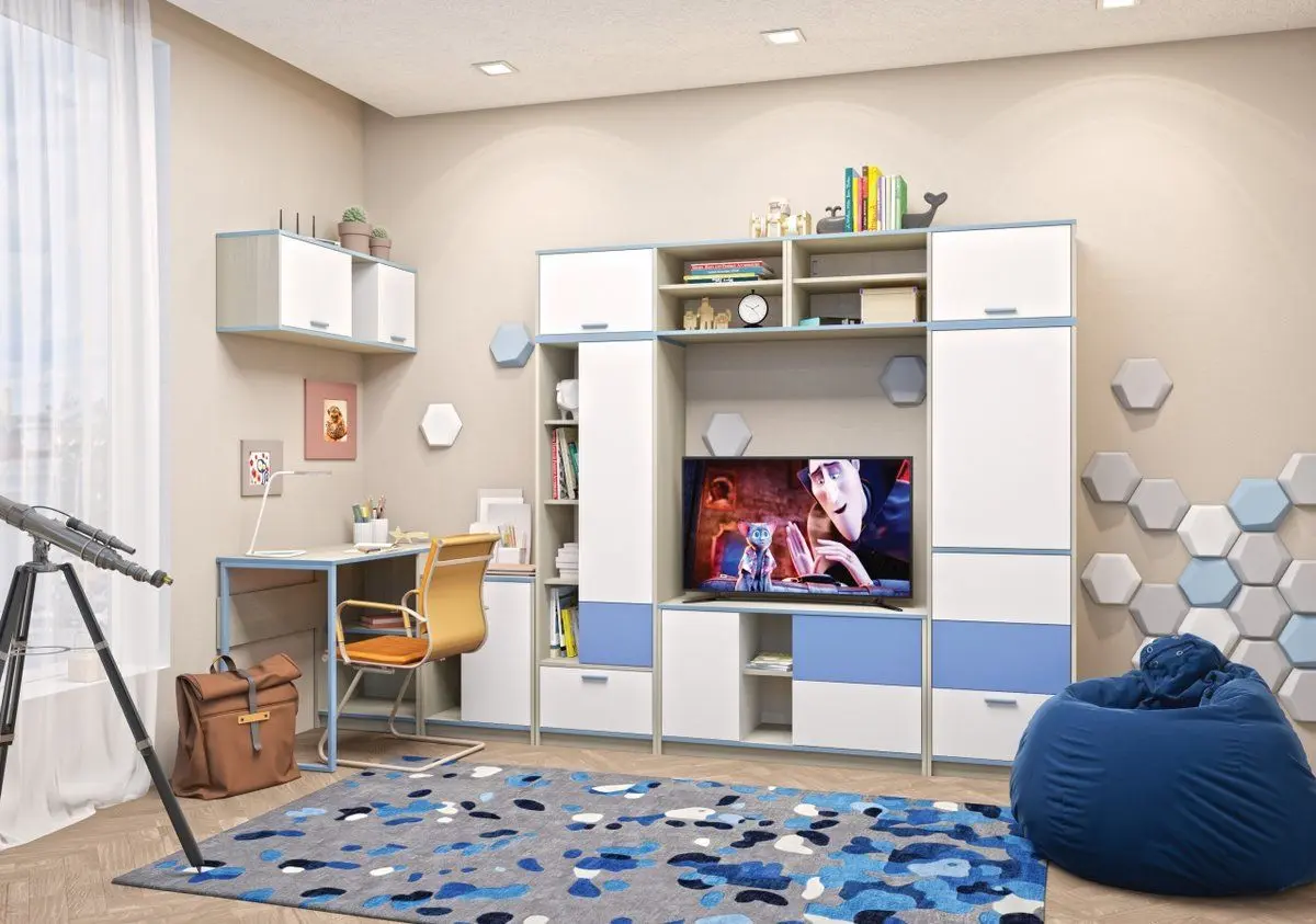 Тумба Mobi Гольф 4 (Вяз Либерти Светлый/Голубой Металл) - 3