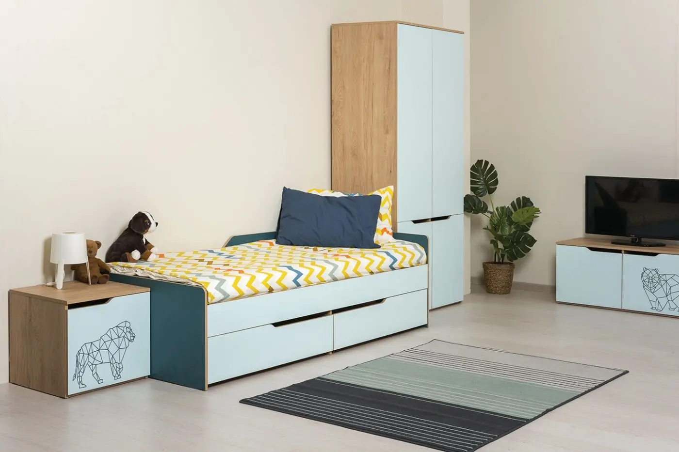 Tumba TV Mobi Gudvin 13.49 (Hickory Rockford Natural/Petrol/Mint) - 4