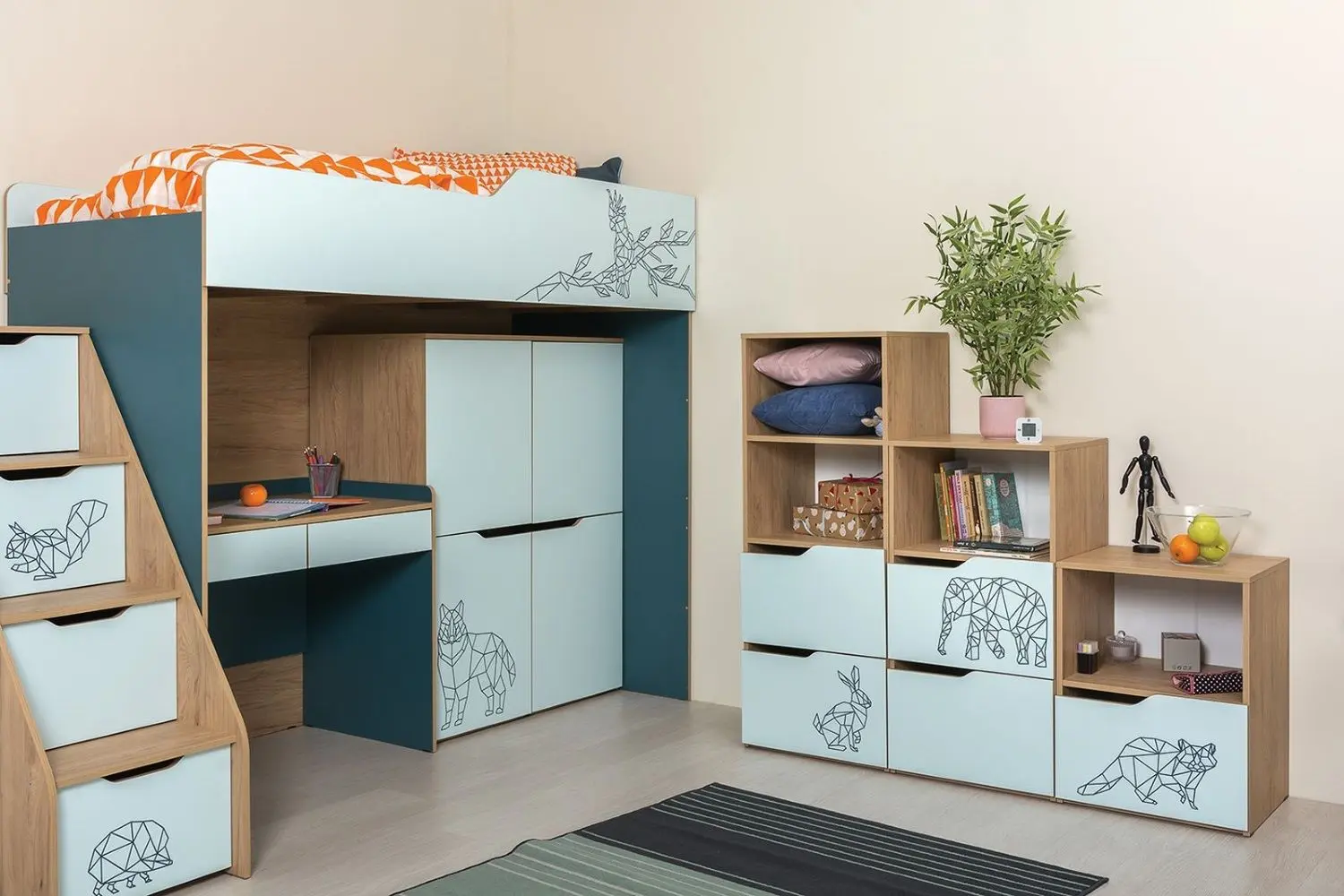 Тумба Mobi Гудвин 13.50 (Гикори Рокфорд Натуральный/Бензин/Мята) - 4