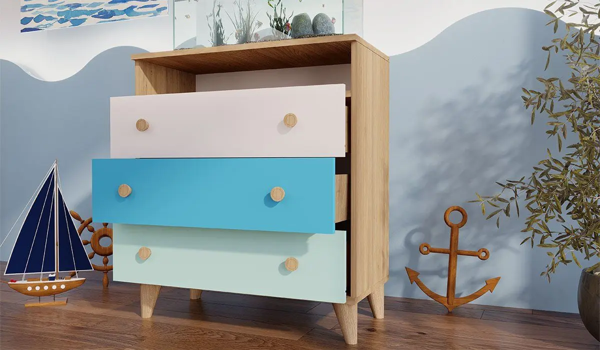 Комод ModaLife Hera Loft 81 (Atlantic Pine Canyon/Blue/Turquoise)