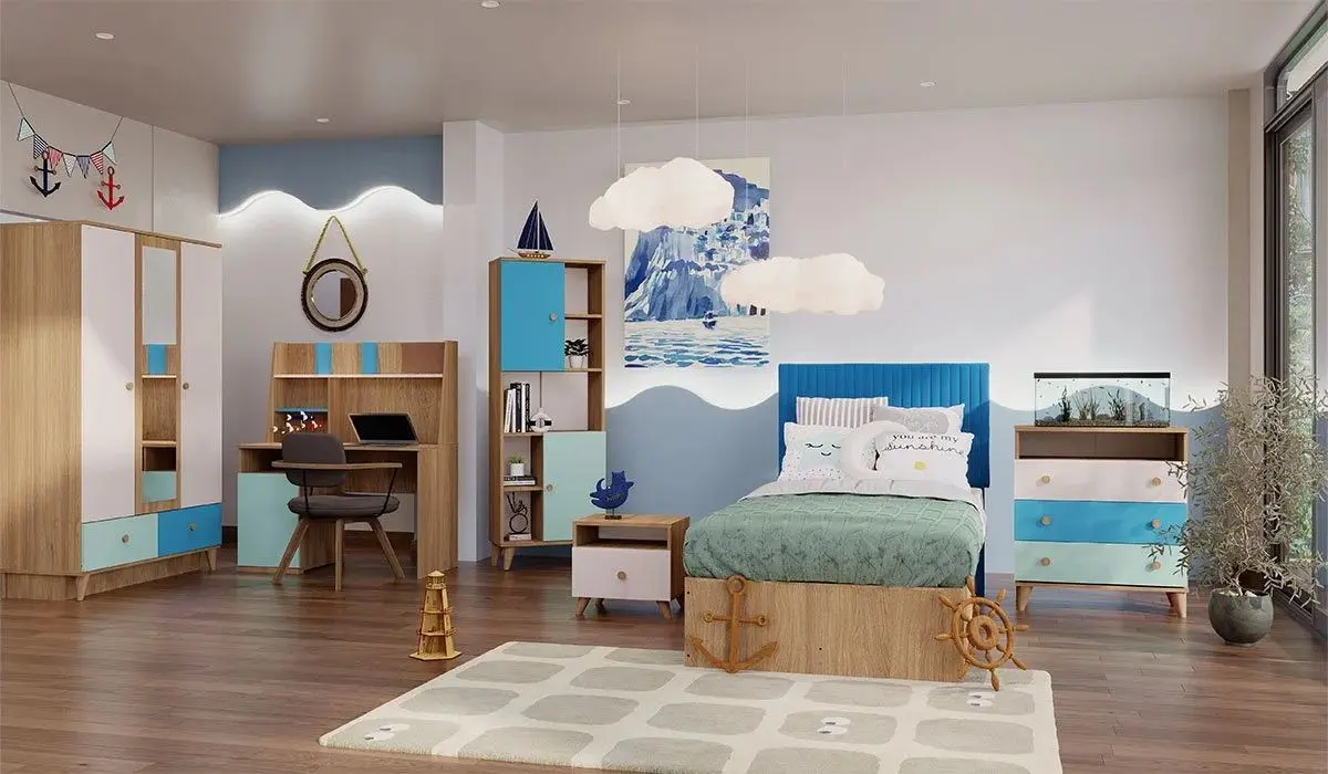 Комод ModaLife Hera Loft 81 (Atlantic Pine Canyon/Blue/Turquoise)