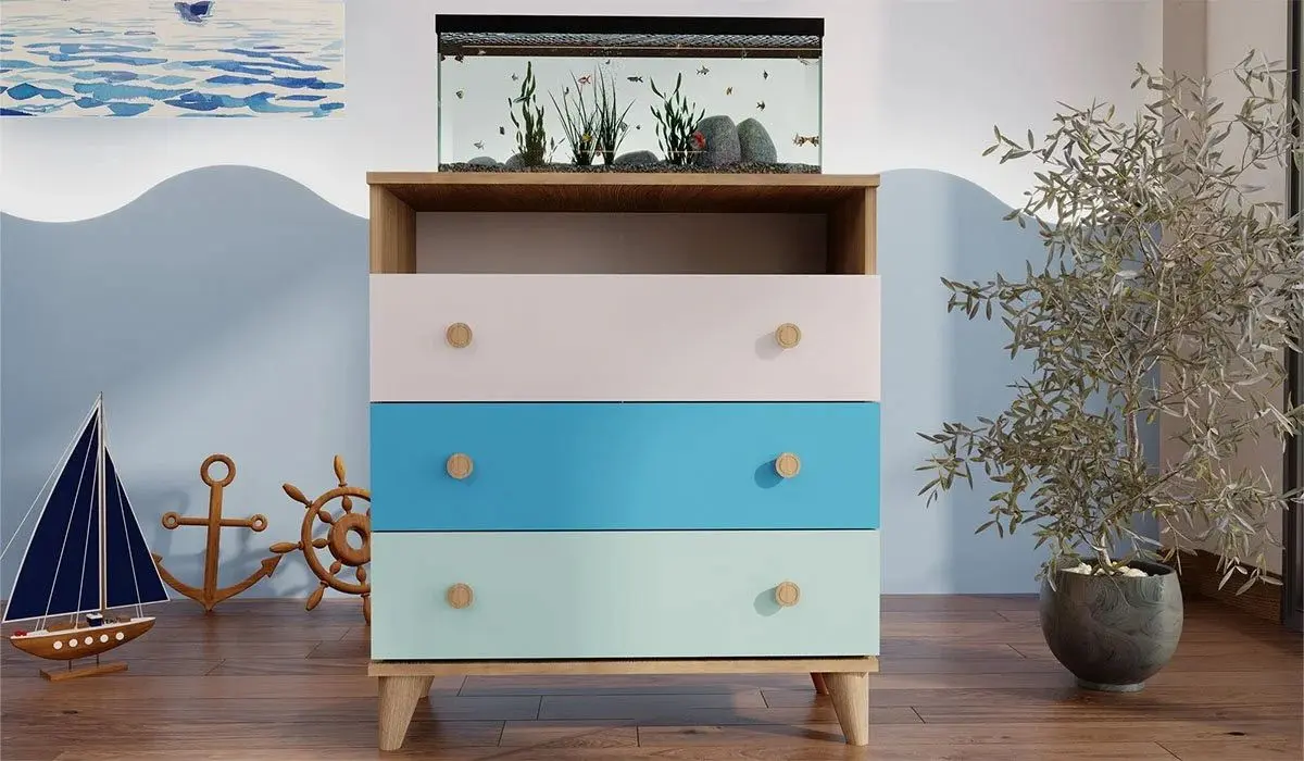 Комод ModaLife Hera Loft 81 (Atlantic Pine Canyon/Blue/Turquoise)