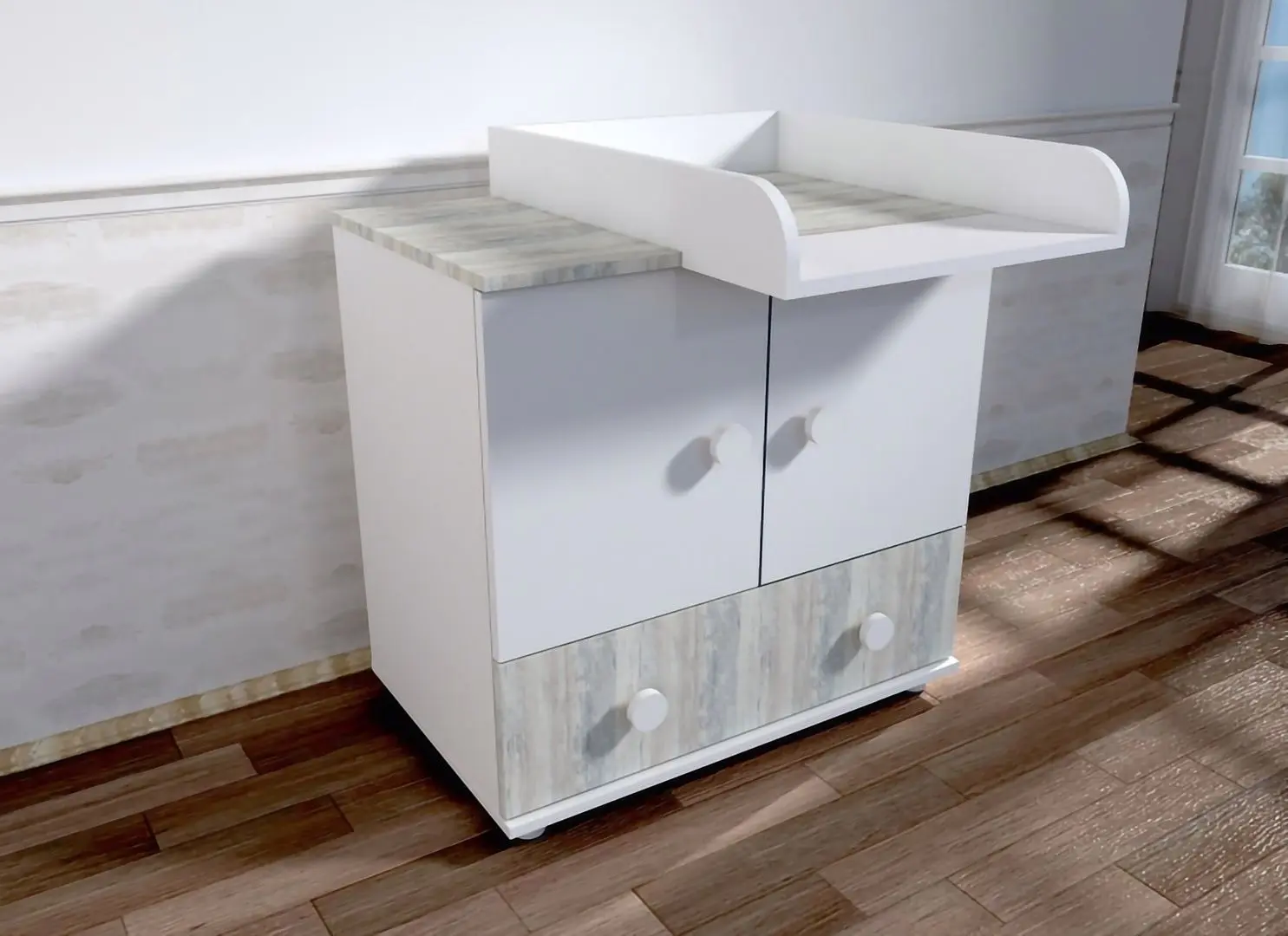 Пеленальный комод MyKids Happy A428 (White/Grey)
