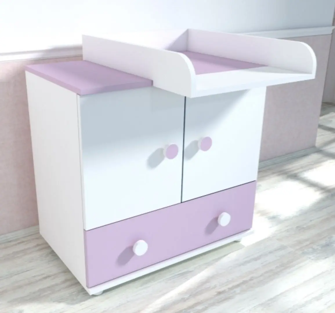 Comoda de infasat MyKids Happy D121 (White/Purple)