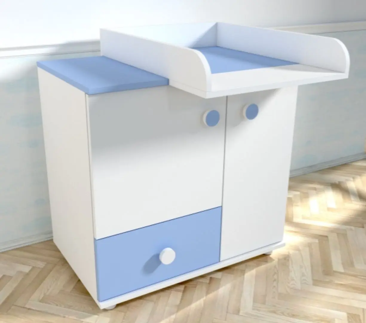 Comoda de infasat MyKids Lucky  0121PE (White/Blue)