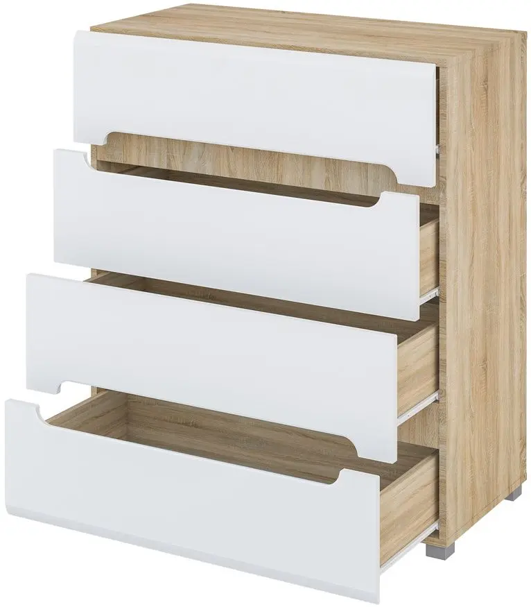 Комод Неман Леонардо МН-026-07 (Дуб Сонома/Белый Полуглянец)