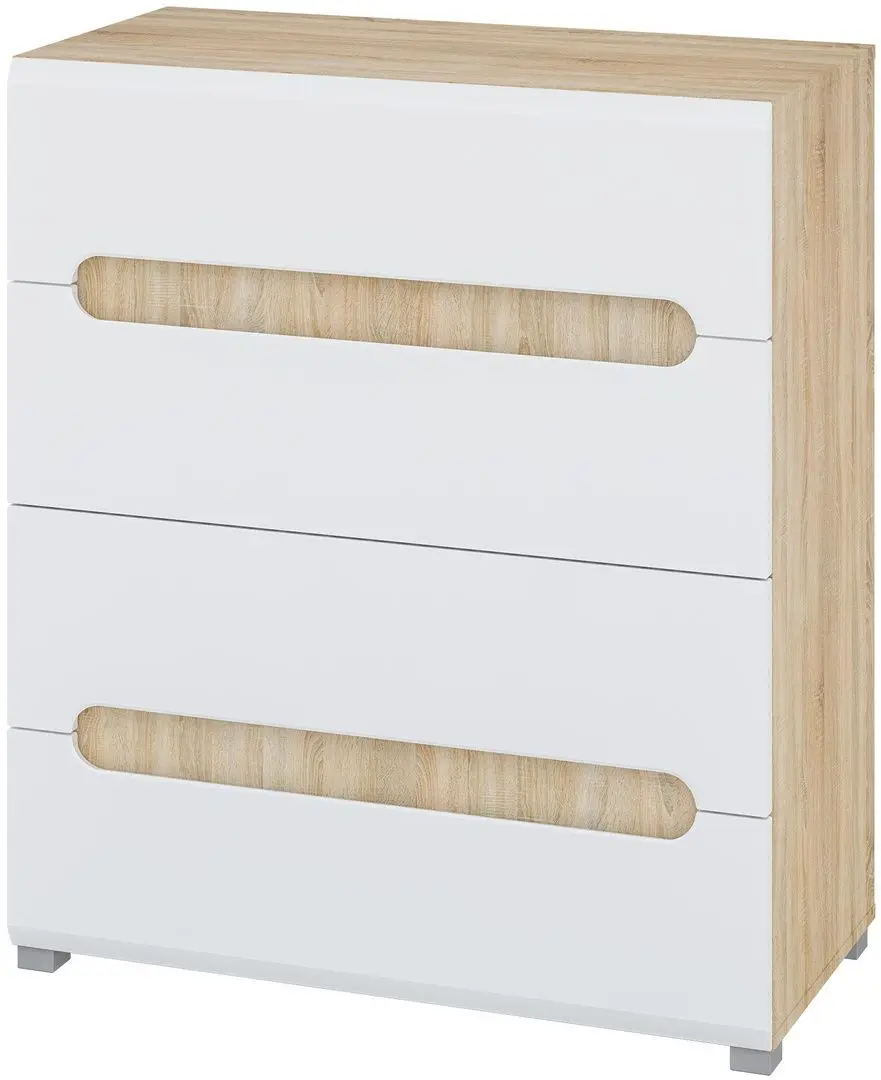 Комод Неман Леонардо МН-026-07 (Дуб Сонома/Белый Полуглянец)