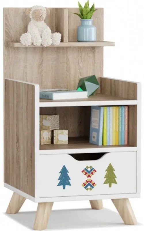 Noptiera Smart Masha i Medved Folk 40x80 (Sonoma Oak/White)