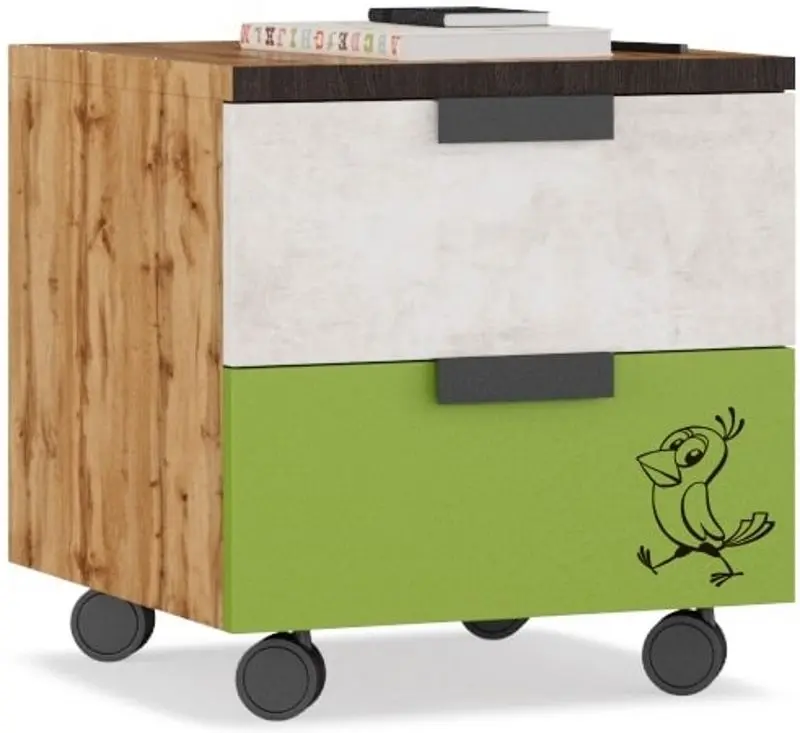 Noptiera Smart Prostokvashino Loft 45x46 Wotan Oak/Concrete White-Gray/Green (pe role)