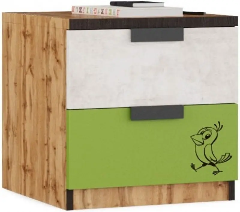 Noptiera Smart Prostokvashino Loft 45x46 (Wotan Oak/Concrete White-Gray/Green)