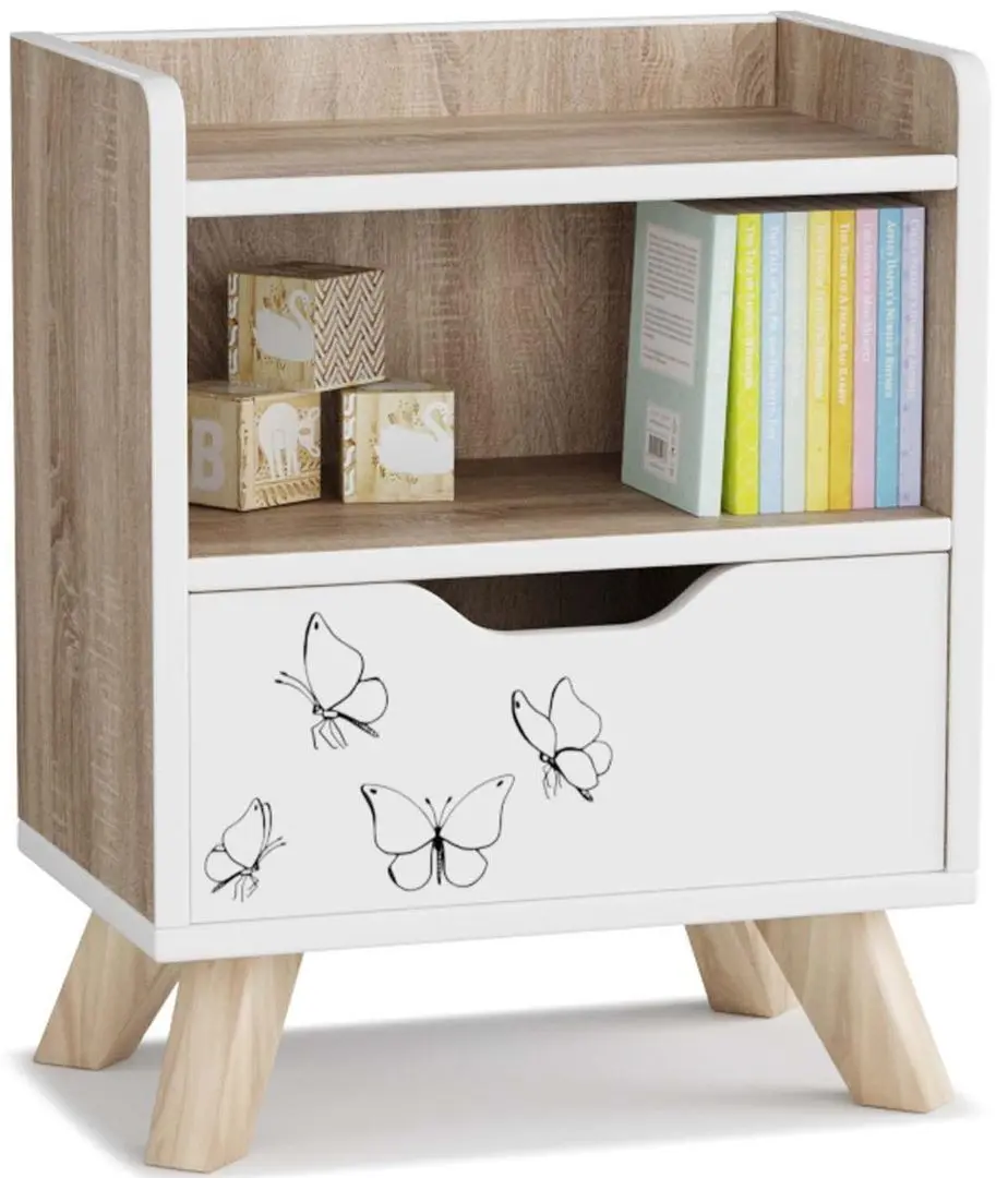Noptiera Smart Prostokvashino Skandinavik 40x50 (Sonoma Oak/White Butterfly)
