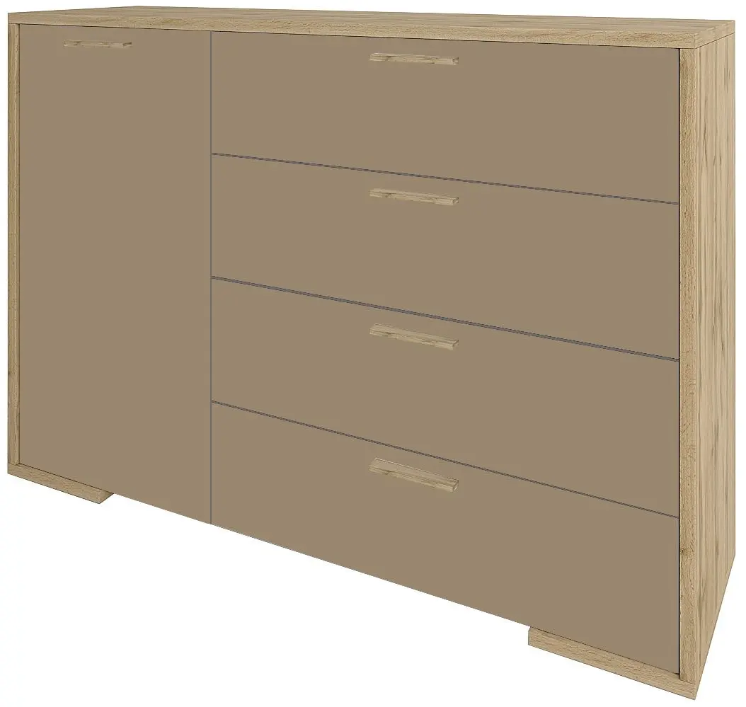Comoda Sokme Francheska 1D/4S (Wotan Oak/Latte)