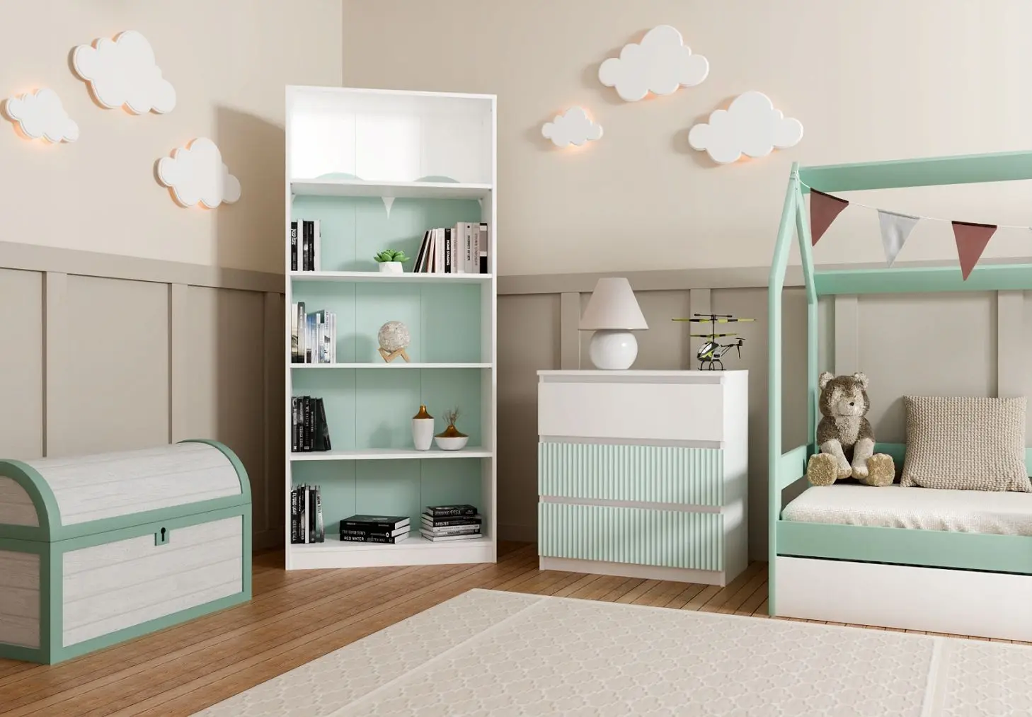 Comoda TopEshop Malwa M3 Arteso (White/Mint)