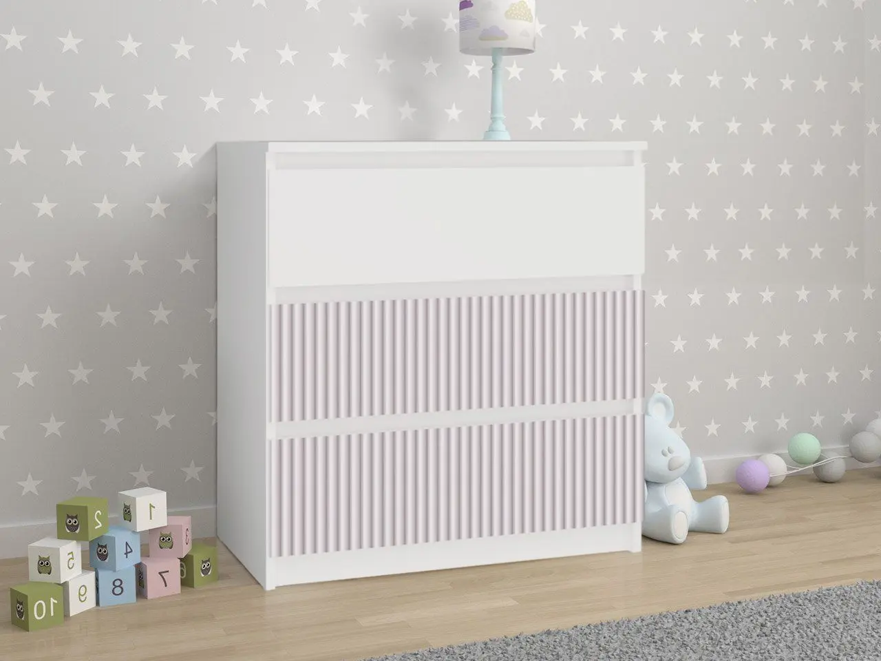 Comoda TopEshop Malwa M3 Arteso (White/Pink)