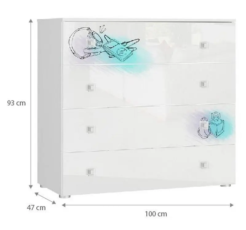 Комод Tuckano 100 Bella (White/White Gloss/Perfume Print) - 3