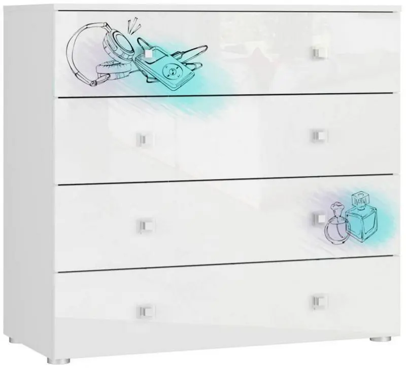 Комод Tuckano 100 Bella (White/White Gloss/Perfume Print)