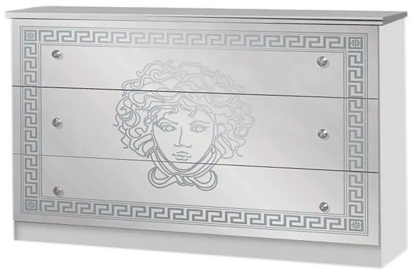 Comoda Yasen Milano 3S (White/White Gloss/Gray Patina)