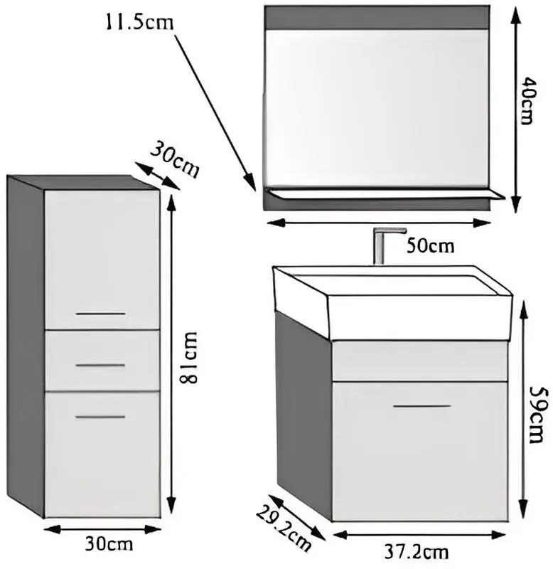 Set de mobila Belini Korsyka 2 KOR M 2/1/W/W/0/ZW (White Matt/White) - 4