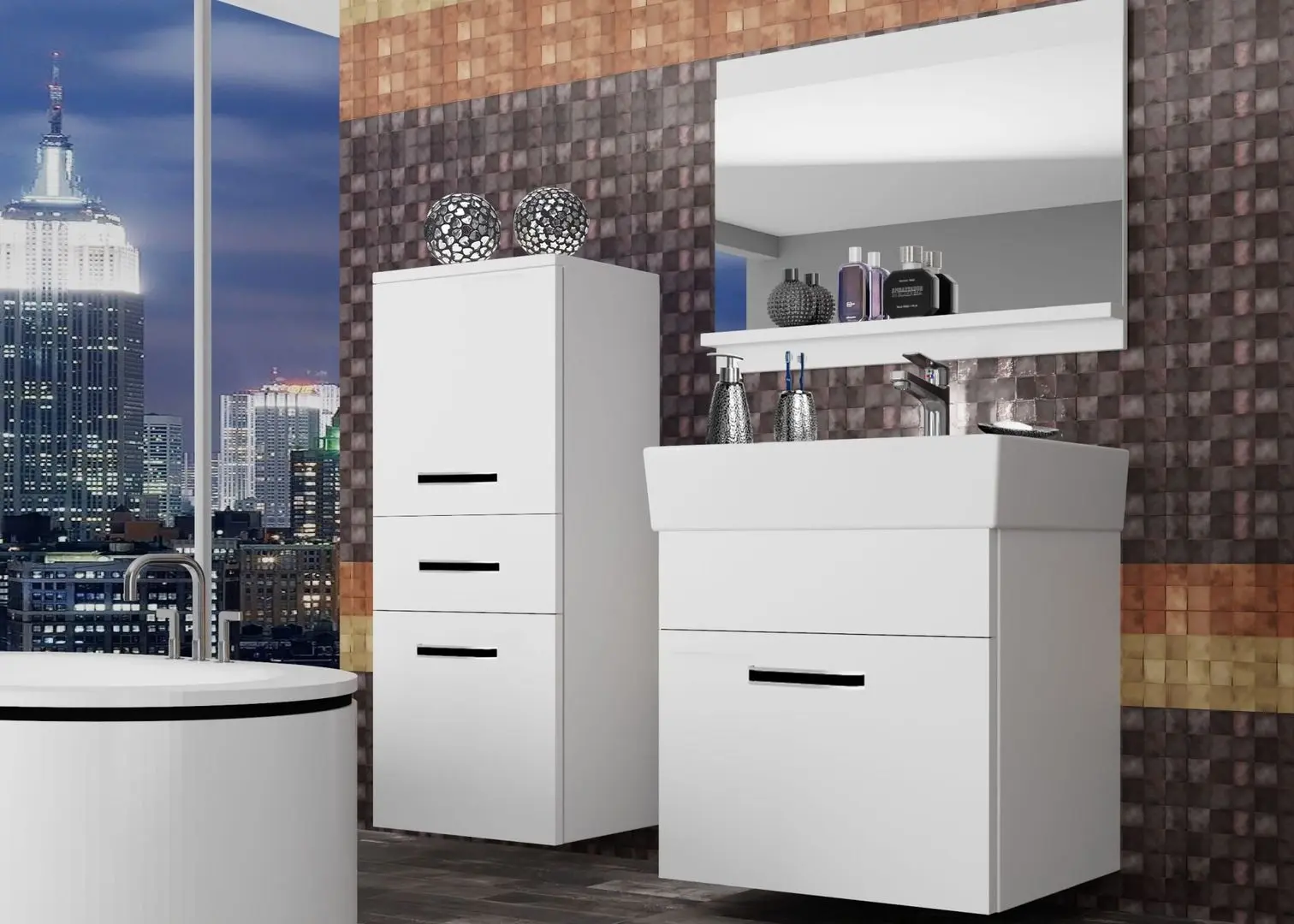 Set de mobila Belini Korsyka 2 KOR M 2/1/W/W/0/ZW (White Matt/White) - 3