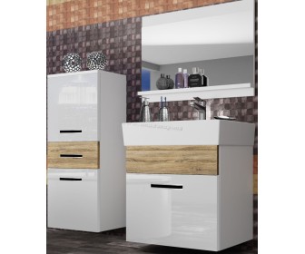 Комплект мебели Belini Korsyka 2 KOR PM 2/1/W/WDS/0/ZW (White High Gloss/Sonoma Oak)