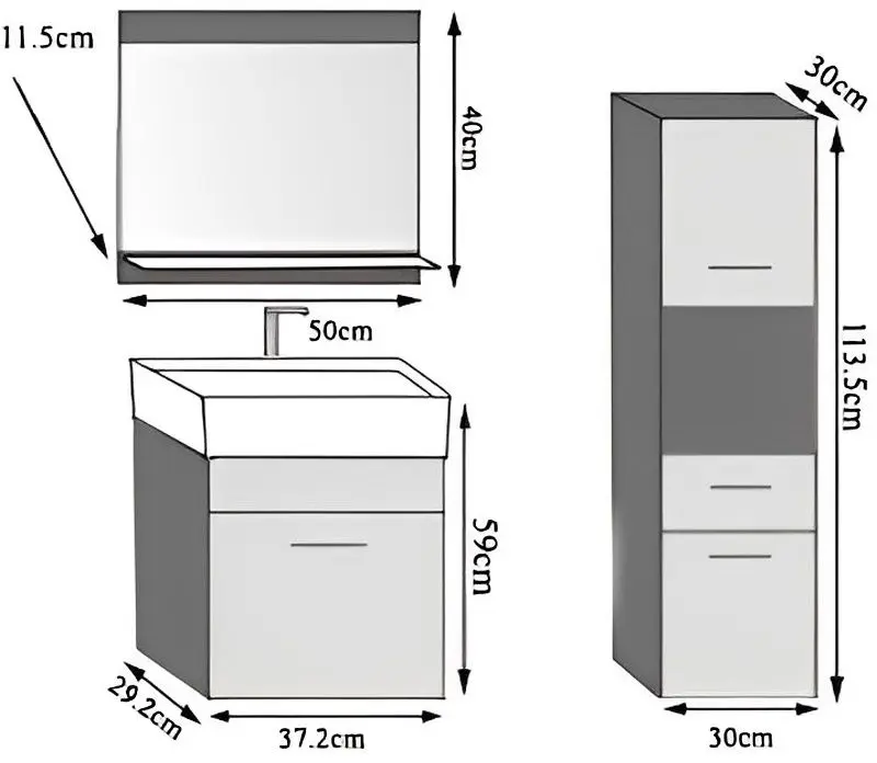 Set de mobila Belini Korsyka 3 KOR M 3/1/W/DS/0/ZW (Sonoma Oak)