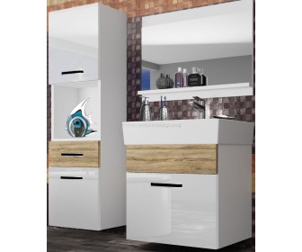 Комплект мебели Belini Korsyka 3 KOR PM 3/1/W/WDS/0/ZW (White High Gloss/Sonoma Oak)