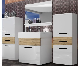 Комплект мебели Belini Korsyka 4 KOR PM 4/1/W/WDS/0/ZW (White High Gloss/Sonoma Oak)