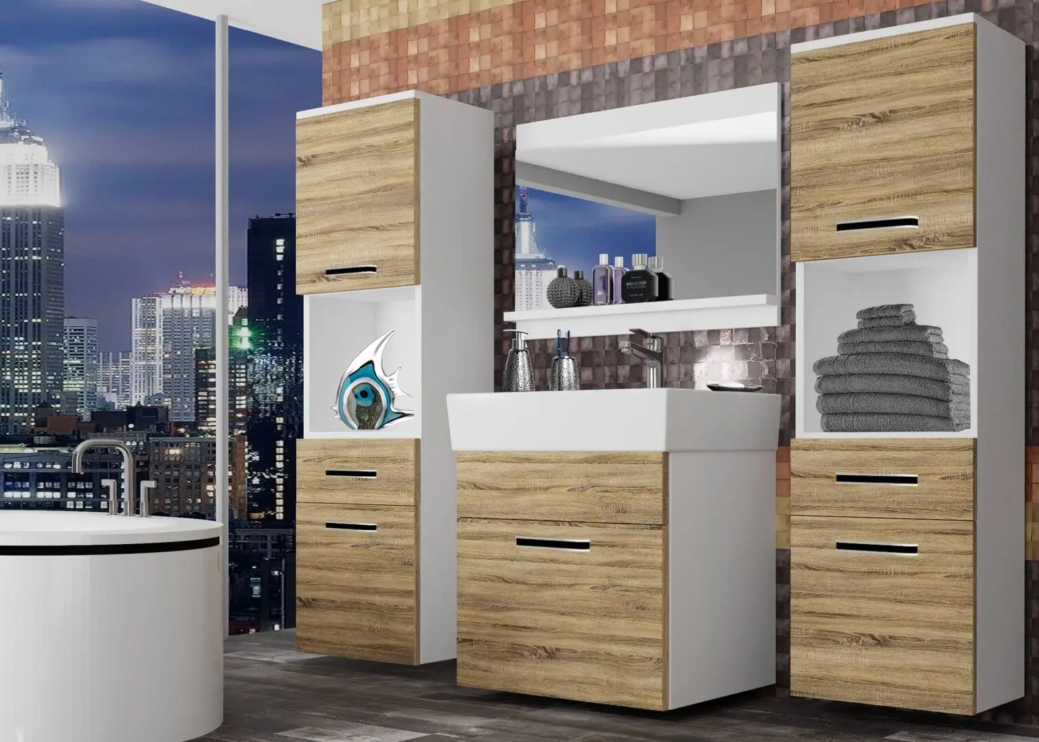 Set de mobila Belini Korsyka 6 KOR M 6/1/W/DS/0/ZW (Sonoma Oak)