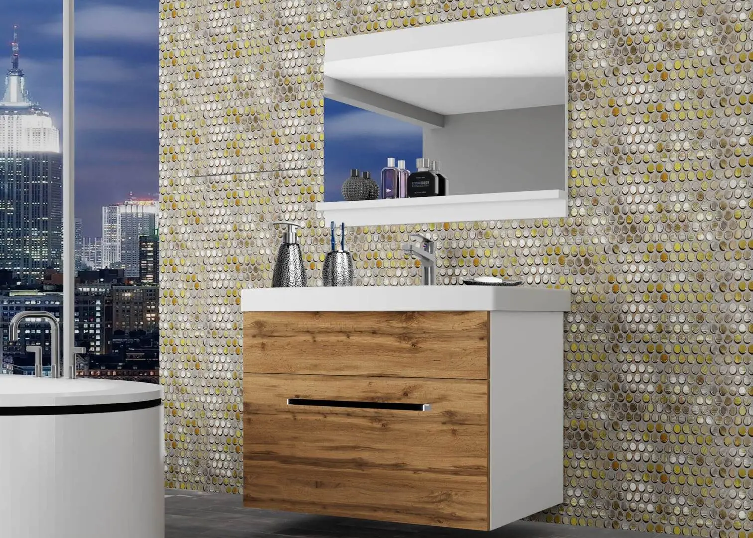 Set de mobila Belini Rodos 1 ROD M 1/0/W/DW/0/ZW (Wotan Oak)