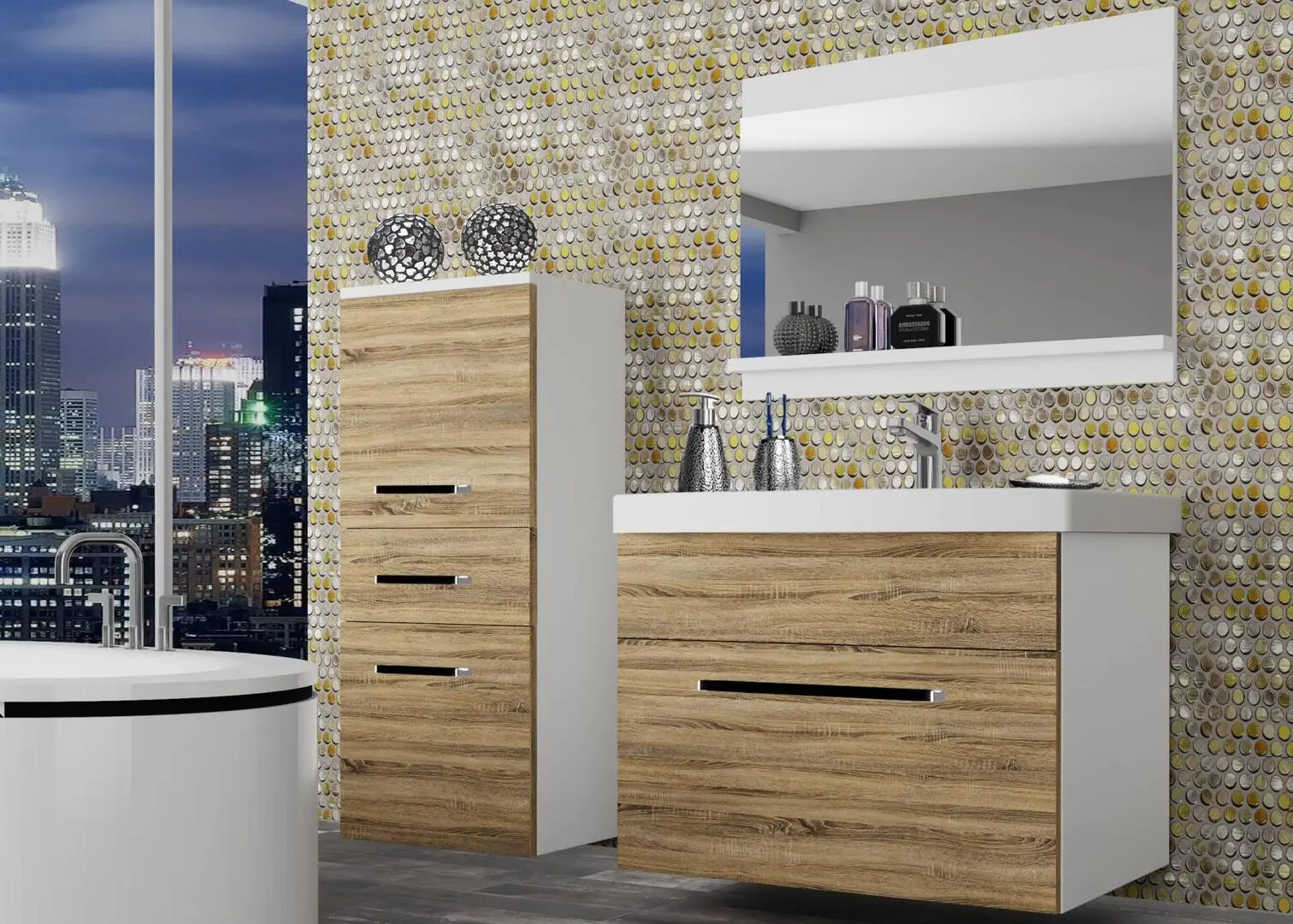 Set de mobila Belini Rodos 2 ROD M 2/0/W/DS/0/ZW (Sonoma Oak)