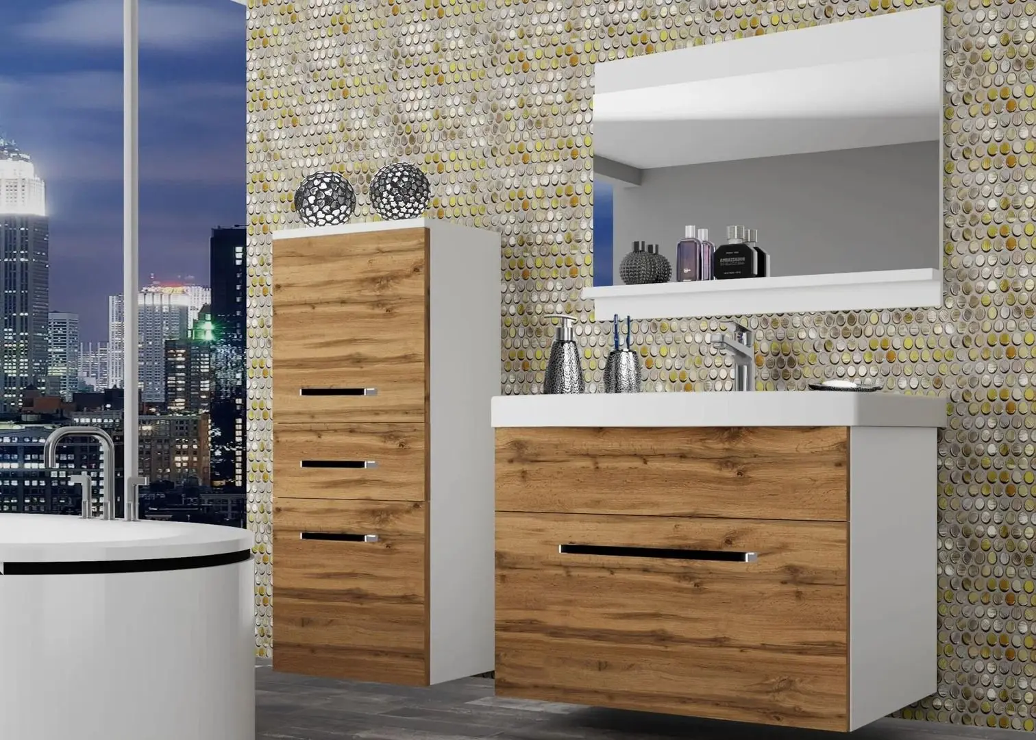 Set de mobila Belini Rodos 2 ROD M 2/0/W/DW/0/ZW (Wotan Oak)