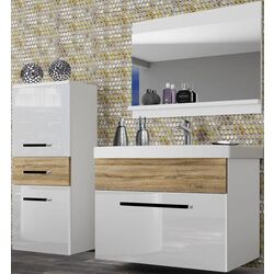 Set de mobila Belini Rodos 2 ROD PM 2/0/W/WDS/0/ZW (White High Gloss/Sonoma Oak)