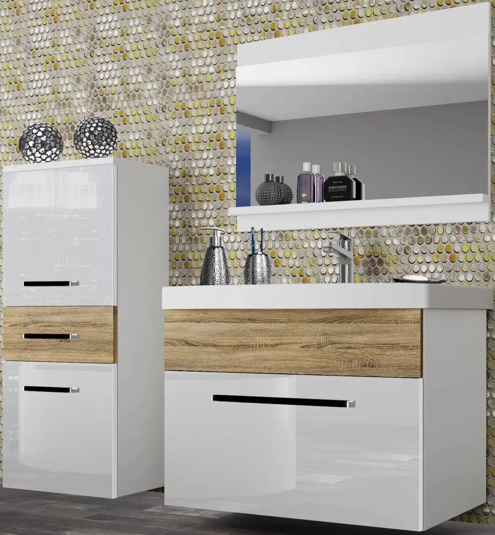 Комплект мебели Belini Rodos 2 ROD PM 2/0/W/WDS/0/ZW (White High Gloss/Sonoma Oak)