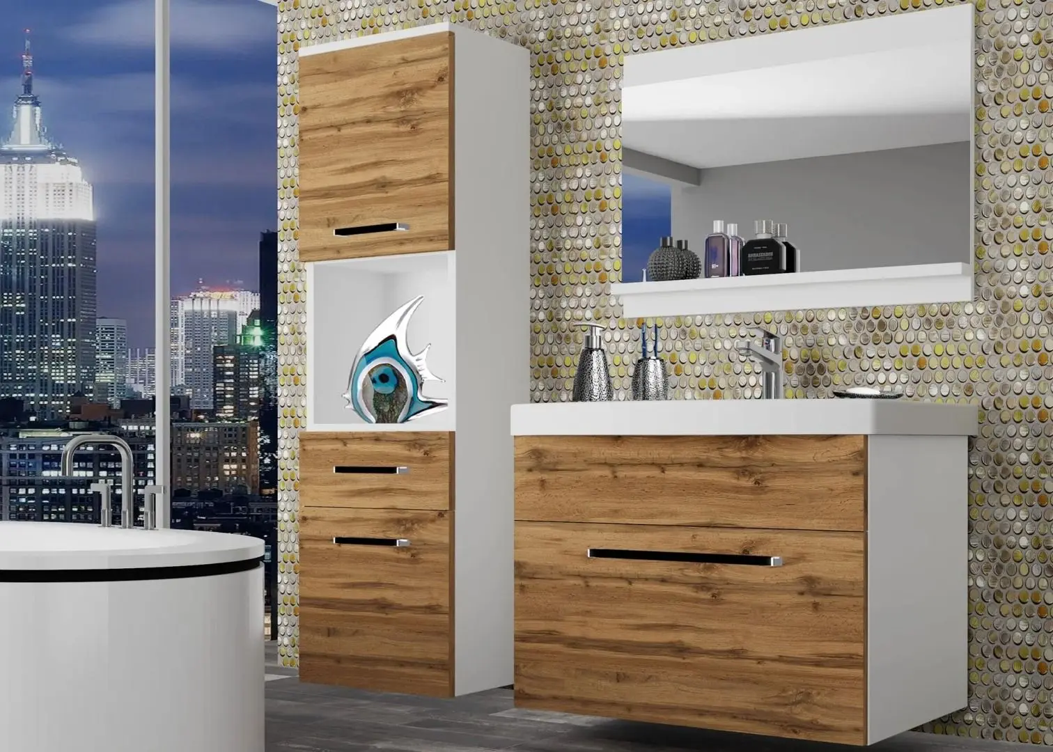 Комплект мебели Belini Rodos 3 ROD M 3/0/W/DW/0/ZW (Wotan Oak)