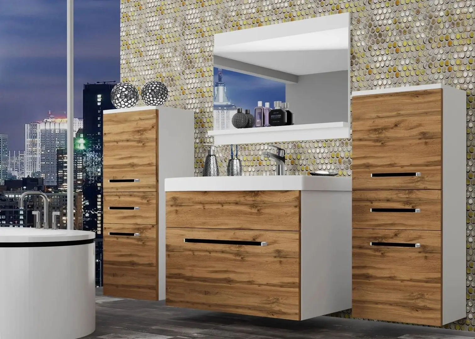 Set de mobila Belini Rodos 4 ROD M 4/0/W/DW/0/ZW (Wotan Oak)