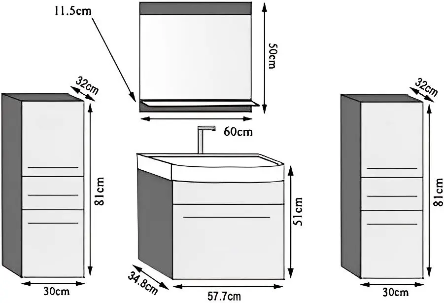 Set de mobila Belini Rodos 4 ROD P 4/0/W/W/0/ZW (White High Gloss)