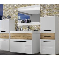 Set de mobila Belini Rodos 4 ROD PM 4/0/W/WDS/0/ZW (White High Gloss/Sonoma Oak)