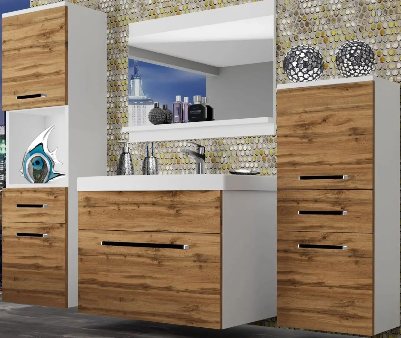 Комплект мебели Belini Rodos 5 ROD M 5/0/W/DW/0/ZW (Wotan Oak)