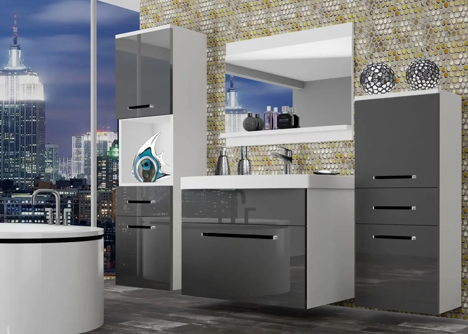 Комплект мебели Belini Rodos 5 ROD P 5/0/W/S/0/ZW (Gray High Gloss)