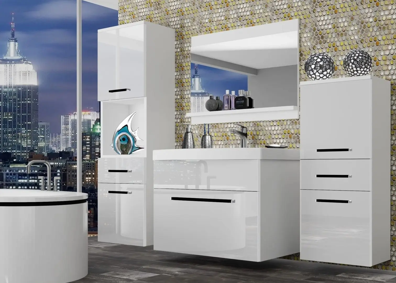 Set de mobila Belini Rodos 5 ROD P 5/0/W/W/0/ZW (White High Gloss)