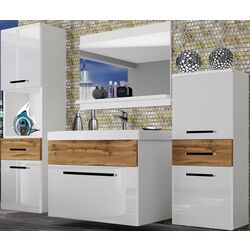 Set de mobila Belini Rodos 5 ROD PM 5/0/W/WDW/0/ZW (White High Gloss/Wotan Oak)