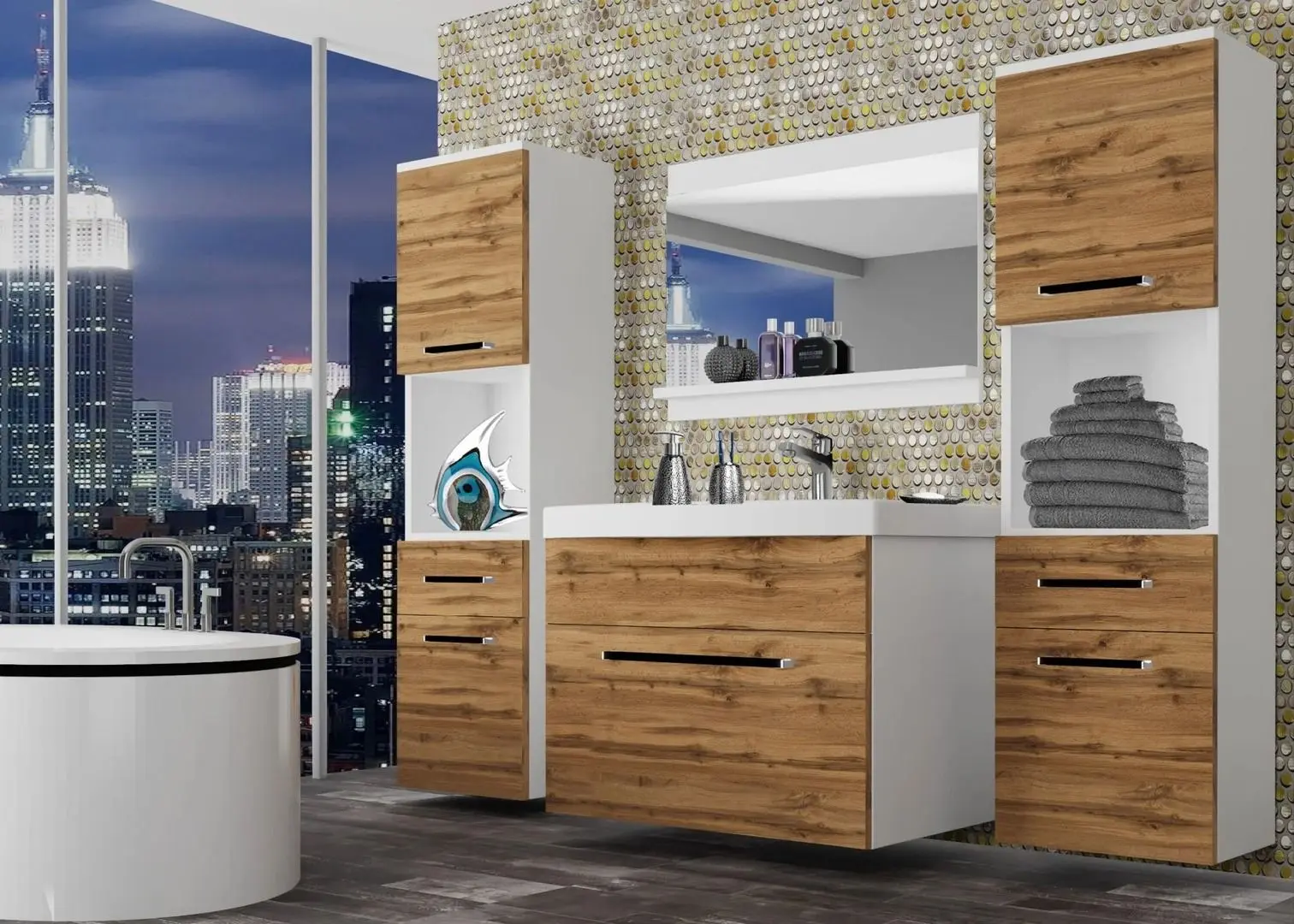 Комплект мебели Belini Rodos 6 ROD M 6/0/W/DW/0/ZW (Wotan Oak)