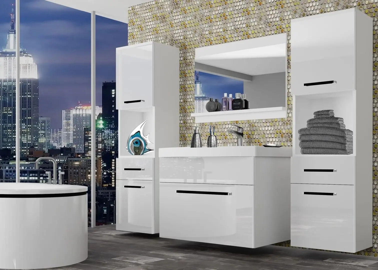 Комплект мебели Belini Rodos 6 ROD P 6/0/W/W/0/ZW (White High Gloss)